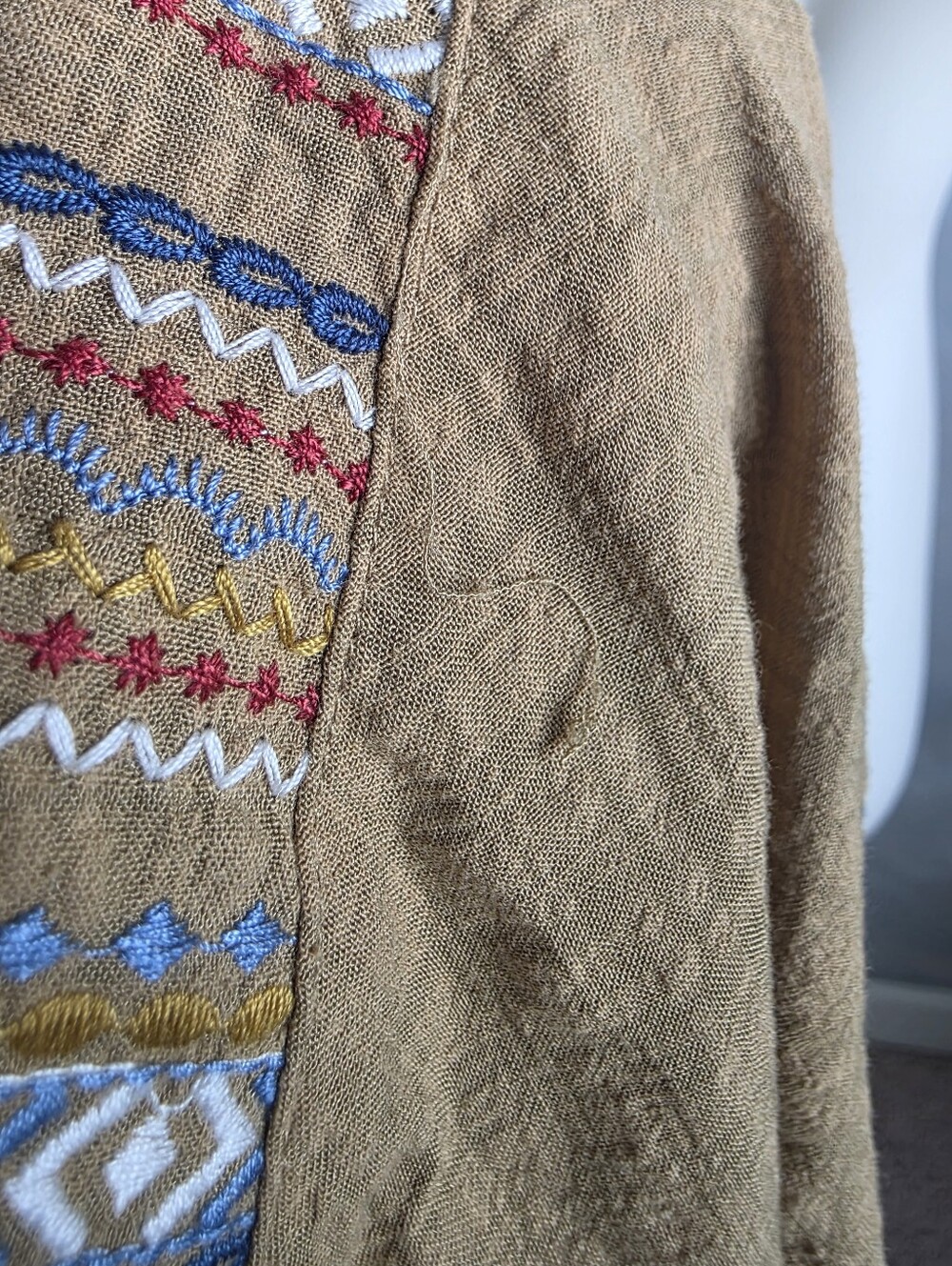 John Mark Embroidered Olive and Blue Floral Loose Tunic Blouse Sz 3X - Picture 7 of 12